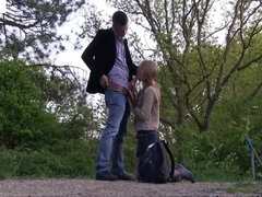 Vacker, Blondin, Sperma shot, Bröstvårtor, Orgasm, Utomhus, Trekant, Tuttar