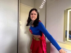 Supergirl gets lost in the moment with some solo dirty talk and playful moves