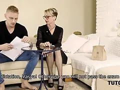 Paar, Hd, Reif, Milf, Russisch, Kurzes haar, Strümpfe, Lehrer