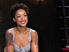 Submissive ebony spanked by master