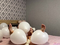 Rubbing My Pussy Against Balloons in Cat Ears and a Tail