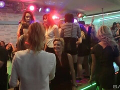 Barely legal babes team up to handle their first orgy party