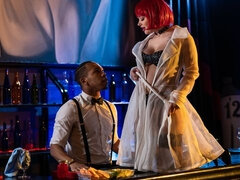 デカパイ, 黒人, バック, 手コキする, キス, 淫乱熟女, 剃毛, ストッキング