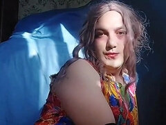 A Boy in a Girl Dress Red Extra Mini Dress Big White Ass Big Butt Sissy Booty Shemale Cute Trans