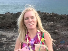 Elaina is proud of her dirty feet in Hawaii