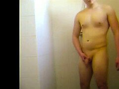 under the shower nailing my bootie of with 2 enormous dildos