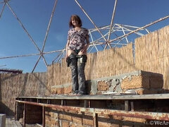 Tyłek, Brunetka, Włochaty, Masturbacja, Na wolnym powietrzu