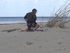 Amatőr, Strand, Hatalmas hátsó, Pár, Érett koros, Szabadban