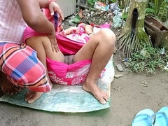 Pareja, Casero, Indio, Lencería, Al aire libre