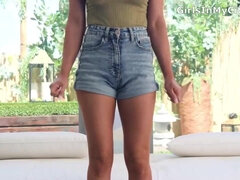 Fucking my first black guy and getting a job! Latina babe with big ass gets her first black dick and takes a cumshot