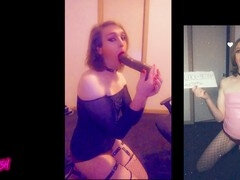 Crossdresser sissy loves giving deepthroat to her BBC toy