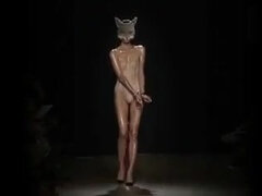 Sexy topless models fetish fashion catwalk show