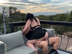 Thick white girl, big ass, outdoor public sex