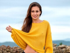 Brunetta, All'aperto, Rasata, Magra, Solo, Tette