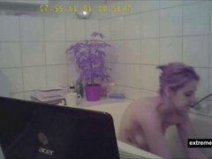 My bathing bare mummy on hidden webcam