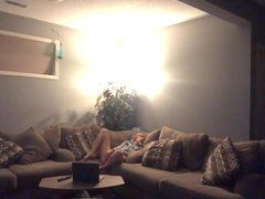 Girl takes pants down to watch porn flicking the bean