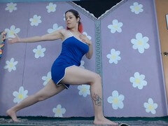 Livestream yoga workout with a cute Latina revealing a little extra