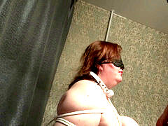 Tied tits, restrain bondage, blowage