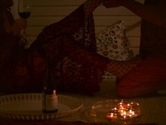 Romantic Candle Date with Curly Redhead mom