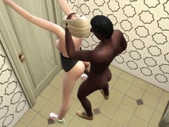 Three way, public, bukkake gangbang