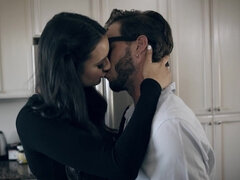 Sizzling babe Eliza Ibarra sucks cock and gets pounded in the living room