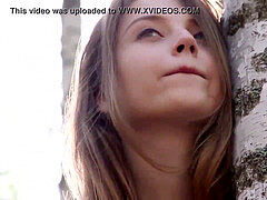 Brunette, Nøgenhed, Udendørs, Lille kvinde, Barberet, Softcore, Solo