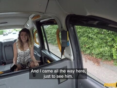 Curly-haired minx with small tits pleasuring John in the car