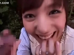 Aziatisch, Lieveling, Pijpbeurt, Sperma in gezicht, Japaans, Buiten