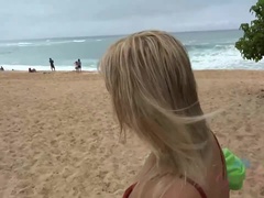 아마추어, 해변, 금발의, Hd, 셀카, 젖가슴