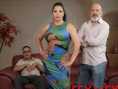 Busty brunette on high heels Galidiva fucked by massive dick