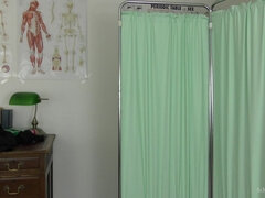 Miss Page; Masturbating to Orgasm Behind the Medical Screen