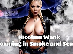 Nicotine handjob - drowning in smoke and cum