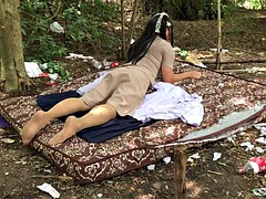 Thai ladyboy teacher solo outdoor