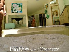 Latina Stepsister Spies On Stepbro In The Shower