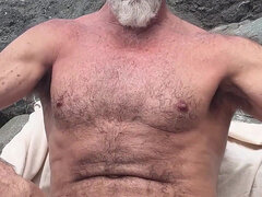 Grote lul, Sperma shot, Homo, Opa, Harig, Masturbatie, Buiten, Alleen