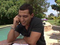 Belleza, Mamada, Madura, Maduro, Al aire libre, Piscina, Coño, Chupando