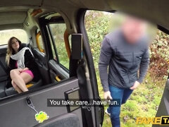 Stepson bangs Italian hottie in fake taxi on backseat