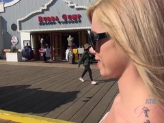 Pláž, Bikini, Blondína, Priateľka, Drobunké, Piercing, Pička, Vyholené