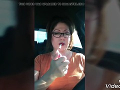 Laura smokes in the car