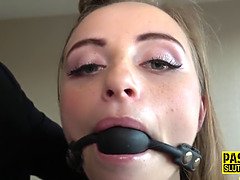 Whipped and bound submissive gets fingered