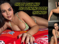 Chubby Asian MILF Big Bouncing Boobs Creampied