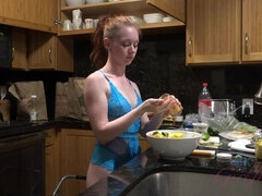 Athena Rayne cooks then makes you cum (POV Style)