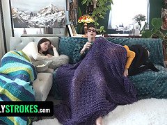 Step-siblings compete in a wild POV challenge as they cum together behind stepmom's back