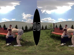 Petite Step Sis Couple's Wild Public Passion on Bench