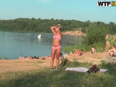 Anal, Rubia, Corridas faciales, Dinero, Al aire libre, Público, Trio