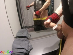 I Cheekily Jerked off in Front of Mirrors in the Fitting Room of a Clothing Store, While People Were Next Door. Finally I Cum