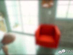 Blondine, Blasen, Sperma im mund, Schwanz, Lingerie, Orgasmus, Zierlich, Titten