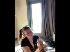 Hottie with Glasses gets blasted in the face