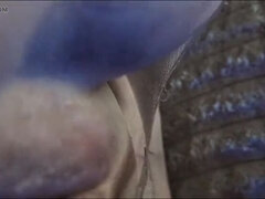 Närbild, Creampie, Europeisk, Fingering, Tysk, Strumpbyxor, Fitta, Våt