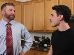 DILF with tattoos caught a teen sniffing his panties